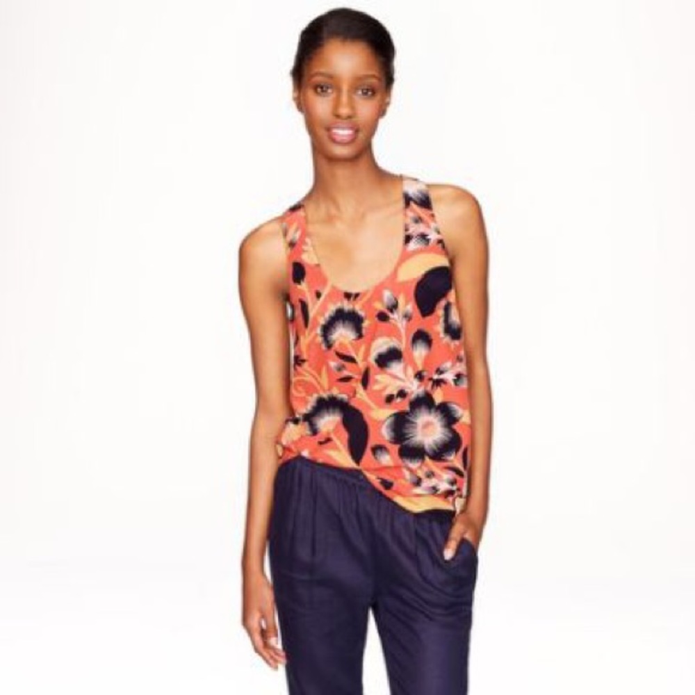 NWT j. Crew twist back tank top hibiscus floral